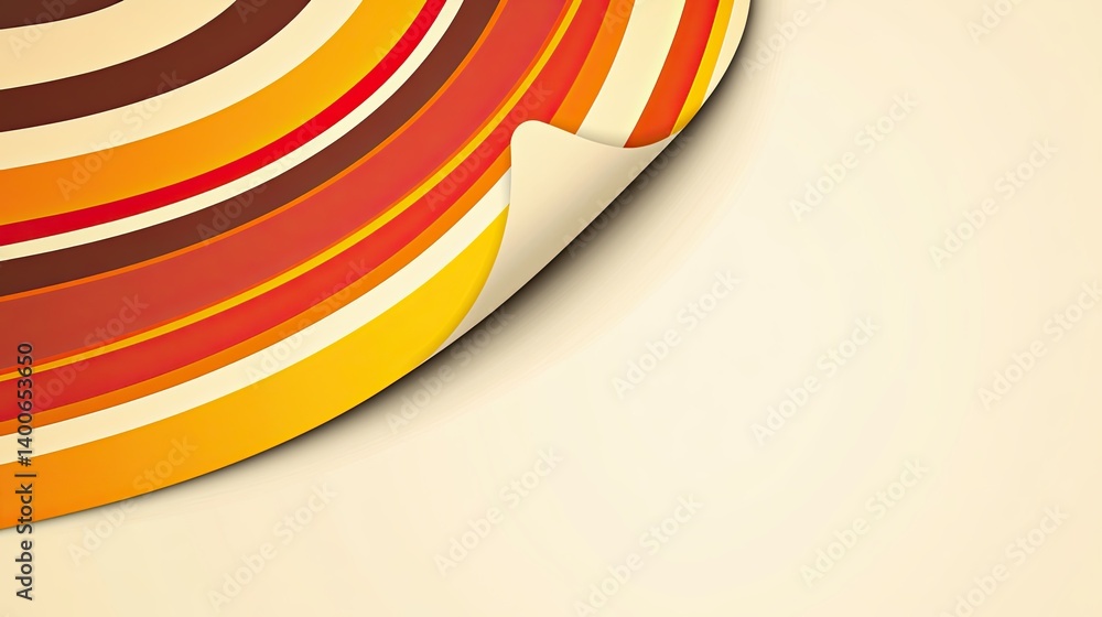 Poster retro geometric pattern with curled corner for graphic design concepts and backgrounds