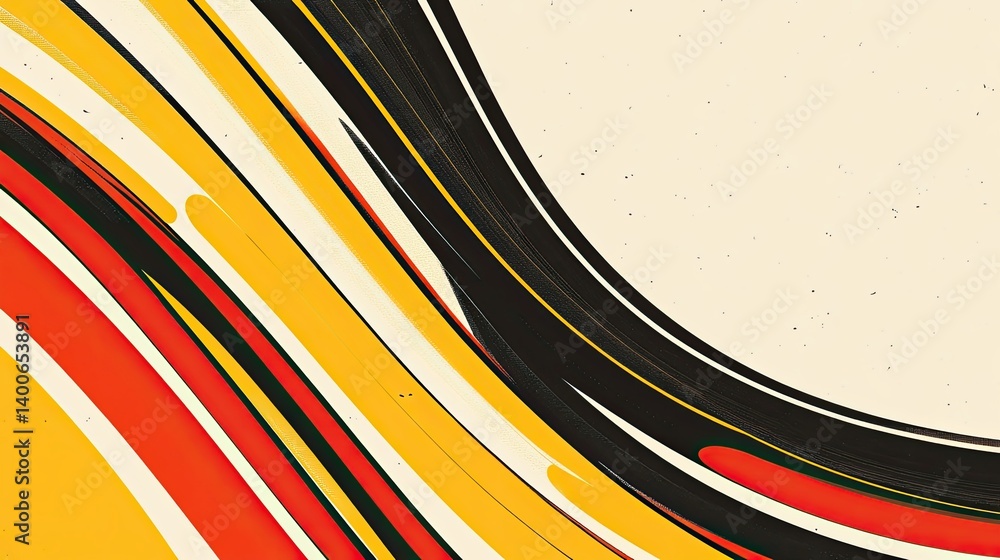 Poster abstract flowing lines with bold color contrasts and a textured background