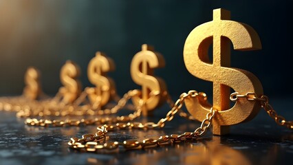 Global Economy and Tariffs: Conceptual Illustration with Dollar Signs Symbolizing Trade Conflict