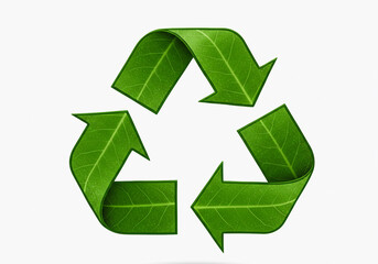 Obraz premium Recycling graphic symbol with green leaf fill