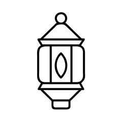 Vector outline drawing of a ramadan lantern, islamic holiday decoration, eid mubarak celebration art