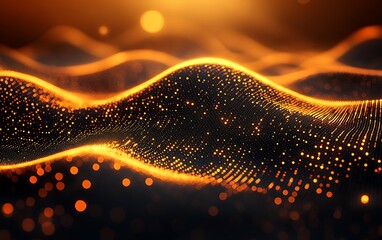 Pulsating energy waves radiating from a central point, forming a dynamic network, dark atmosphere, bright highlights, dramatic perspective.