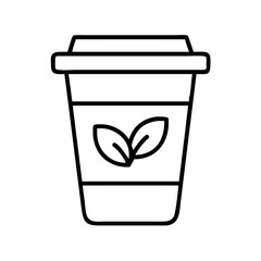 Outline herbal tea cup vector icon design, healthy beverage illustration, organic drink concept