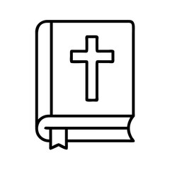 Obraz premium Holy bible vector illustration, christian book with cross icon, religious scripture drawing