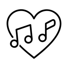 Heart with music notes vector icon illustration for love of music and musical heart design