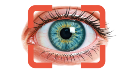 Isolated Human Eye with Red Rectangle