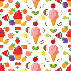 Fruit ice cream pattern mixed