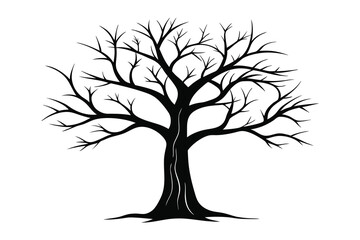 Dead tree silhouette vector illustration on white background