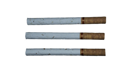 Three Cigarette Sticks Isolated on Transparent Background