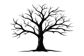 Dead tree silhouette vector illustration on white background