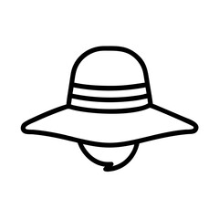 Illustration of a sun hat for women with brim and stripes fashion accessory for summer wear