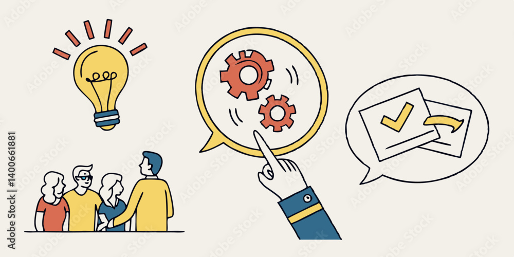Poster idea brainstorming business team process workflow execution project approval strategy planning manag