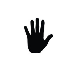 Isolated Human Hand Black Silhouette Simple Gesture On White Background