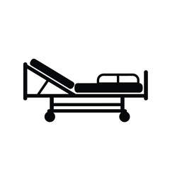 Black Silhouette Icon Of Hospital Bed Vector Illustration Symbol