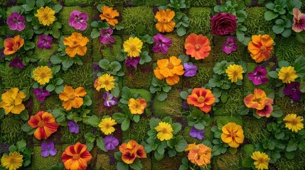 Vibrant Floral Arrangement Displayed in a Checkered Pattern