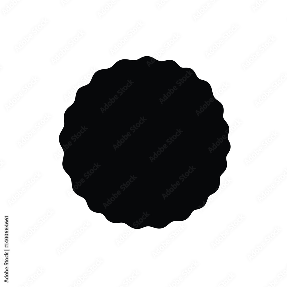 Poster black circular shape with wavy edge isolated on white background vector element