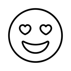 Fototapeta premium Love eyes emoji vector illustration, happy face, heart eyes, outline emoji, emoticon, smile