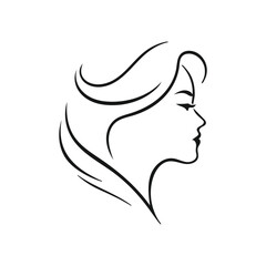 women face vector icon isolated on white background. vector women face. line art women face vector art.