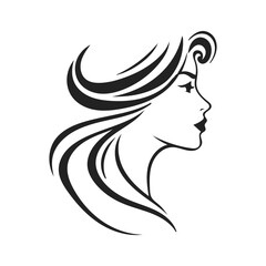 women face vector icon isolated on white background. vector women face. line art women face vector art.