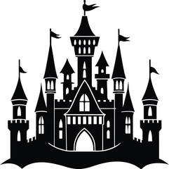 Obraz premium Castle Silhouette Vector | Medieval, Fantasy & Historic Landmark Scene