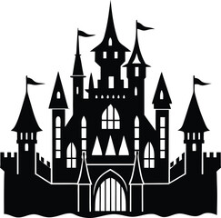 Obraz premium Castle Silhouette Vector | Medieval, Fantasy & Historic Landmark Scene