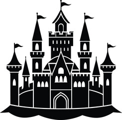 Obraz premium Castle Silhouette Vector | Medieval, Fantasy & Historic Landmark Scene