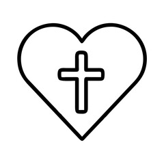 Obraz premium Christian cross inside heart shape vector illustration faith and love symbol graphic design icon