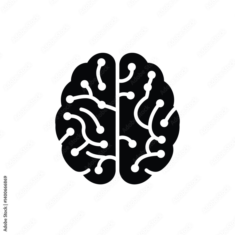 Poster abstract brain silhouette with neural network connections for ai concept