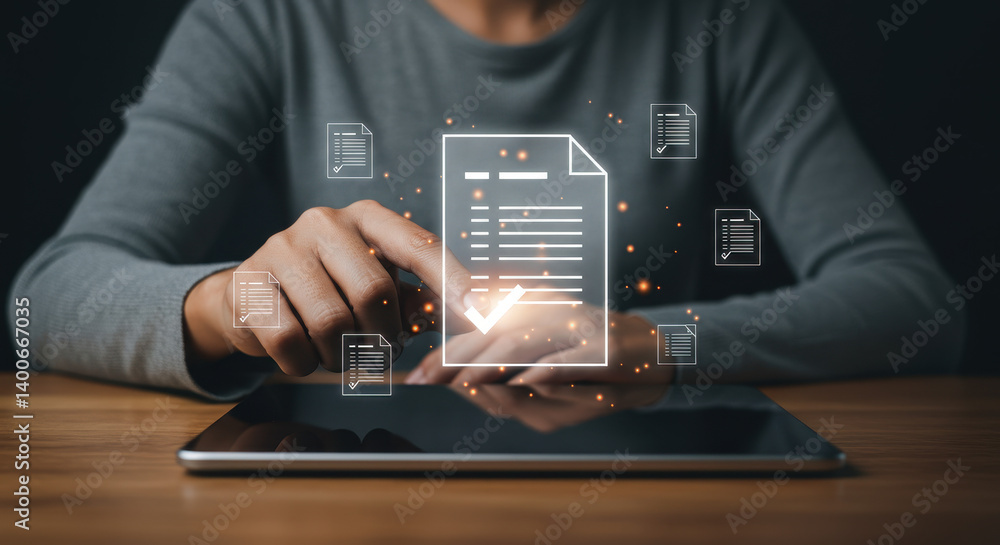 Poster digital document management: streamline workflow with online approval & automation on tablet