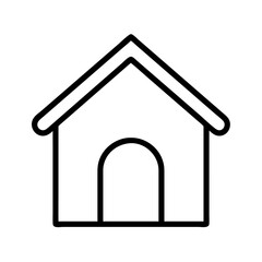 Dog house vector icon illustration, pet shelter outline drawing, simple kennel graphic design element