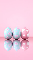 Fototapeta premium easter card, easter bunny with eggs, easter eggs and flowers, easter eggs in a basket, easter eggs and flowers on a white background, easter wall paper and background for social media 