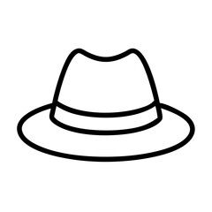Illustration of a classic fedora hat outline drawing for fashion accessory and style icon design element