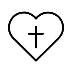 Obraz premium Heart with cross vector christian love symbol faith hope charity religion graphic design icon element