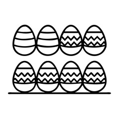 Easter egg coloring page for kids, easter eggs with zigzags and stripes, easter outline art