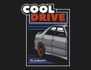 90s car poster concept with vector file illustration