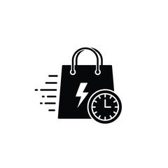 Express Delivery Icon Shopping Bag With Lightning Bolt And Timer