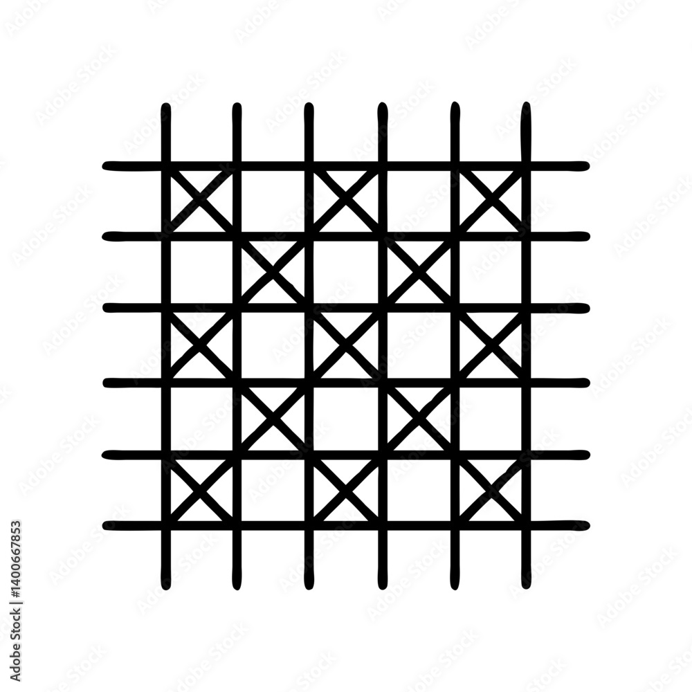 Poster abstract geometric pattern design with grid lines and crosses for textile background decor art