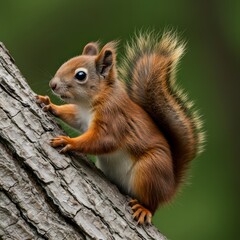 Obraz premium Red Squirrel on Tree Branch.