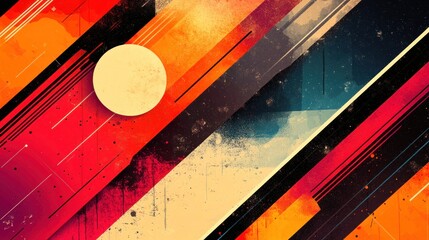dynamic abstraction with retro hues and diagonal rhythm showcasing bold contrast and linear motion for a modern artistic flair expression