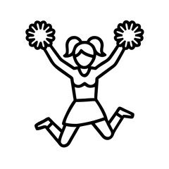 Cheerleader jumping with pom poms vector illustration for sports team spirit and school event design