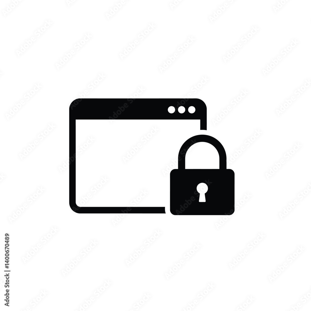 Poster website security concept illustrating data protection and privacy with padlock vector graphic