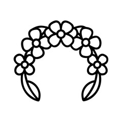Floral flower crown wreath headpiece headband tiara wedding spring summer botanical design outline vector © IsratJahan