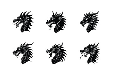 dragon head eastern style vector art silhouette