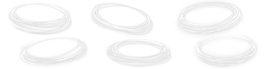 Magical Swirl and Energy Circles – Futuristic Neon Light Halo with Transparent Background, Electric Vortex Motion, Sci-Fi Spiral Composition, Dynamic White Loops and Fantasy Overlay PNG