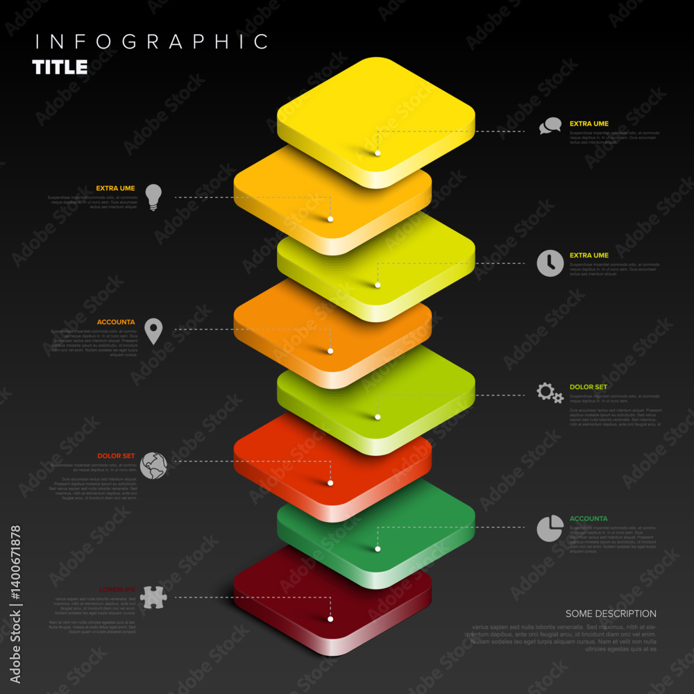 Poster a vibrant 3d infographic features stacked colored green and red layers with descriptive text and ico