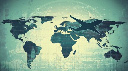 Global travel concept. World map with airplane