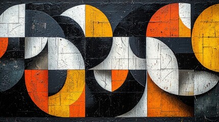 Fototapeta premium Abstract wall art, geometric shapes