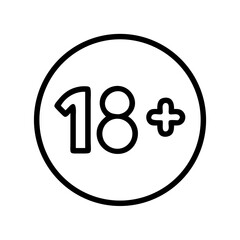 18+ age restriction symbol in a simple design  