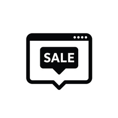 Black And White Sale Notification Icon For Commerce Or Retail Promotion