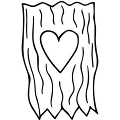 Line Art of Carved Heart on Rustic Tree Texture
